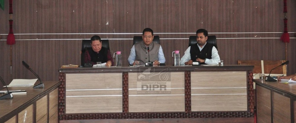 Speaker NLA and outgoing DPDB Chairman, Sharingain Longkumer, the new MLA and Chairman of Mokokchung DPDB, Nuklutoshi and DC Mokokchung Ajit Kumar Verma. (DIPR Photo)